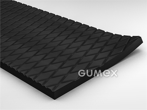 KARO PROFIL, 7mm, width 1200mm, 65°ShA, rautes Muster, SBR, -25°C/+70°C, schwarz, 